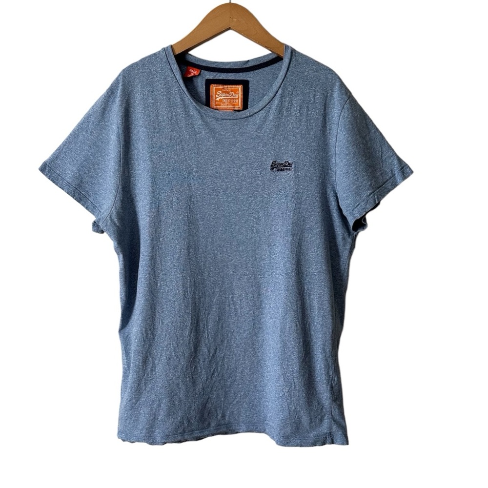 Vintage Superdry Orange Label Men’s Blue Short Sleeve Tee XXL